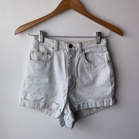 American Apparel Pants - American Apparel High-Waisted Cuffed Shorts in White